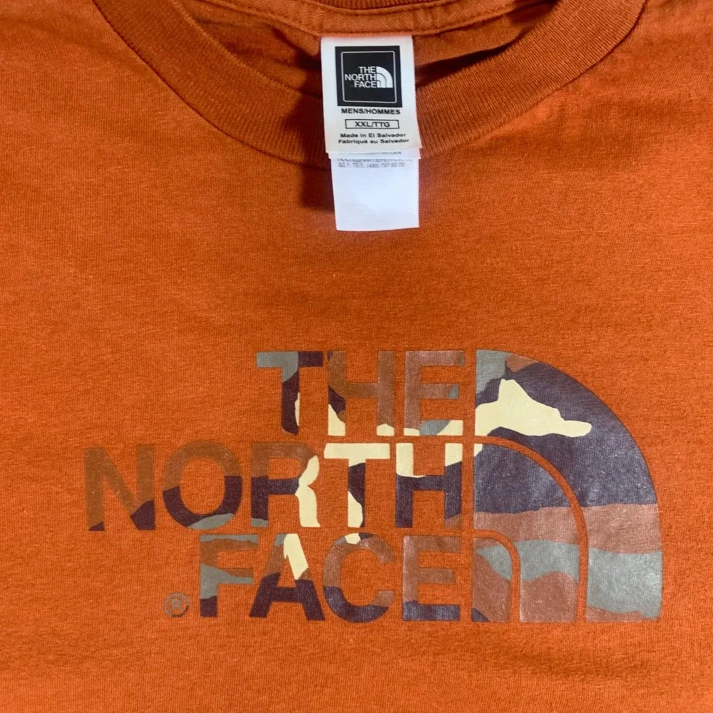 The North Face Graphic T-Shirt‎ Mens XXL Burnt Orange Camo Logo Tee Gorpcore